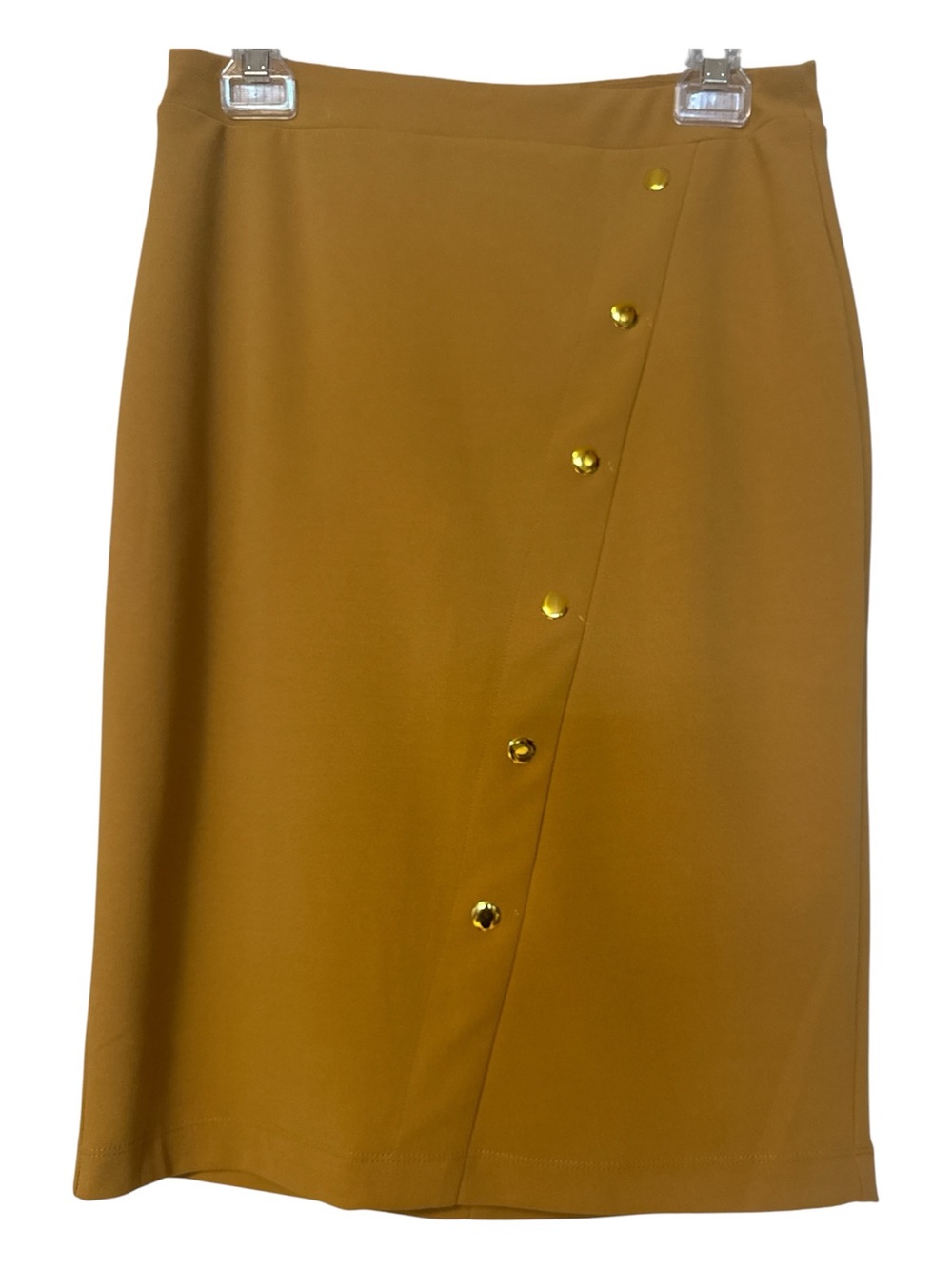 Soho Apparel Mustard  Straight with faux Button Accts Skirt Sz small